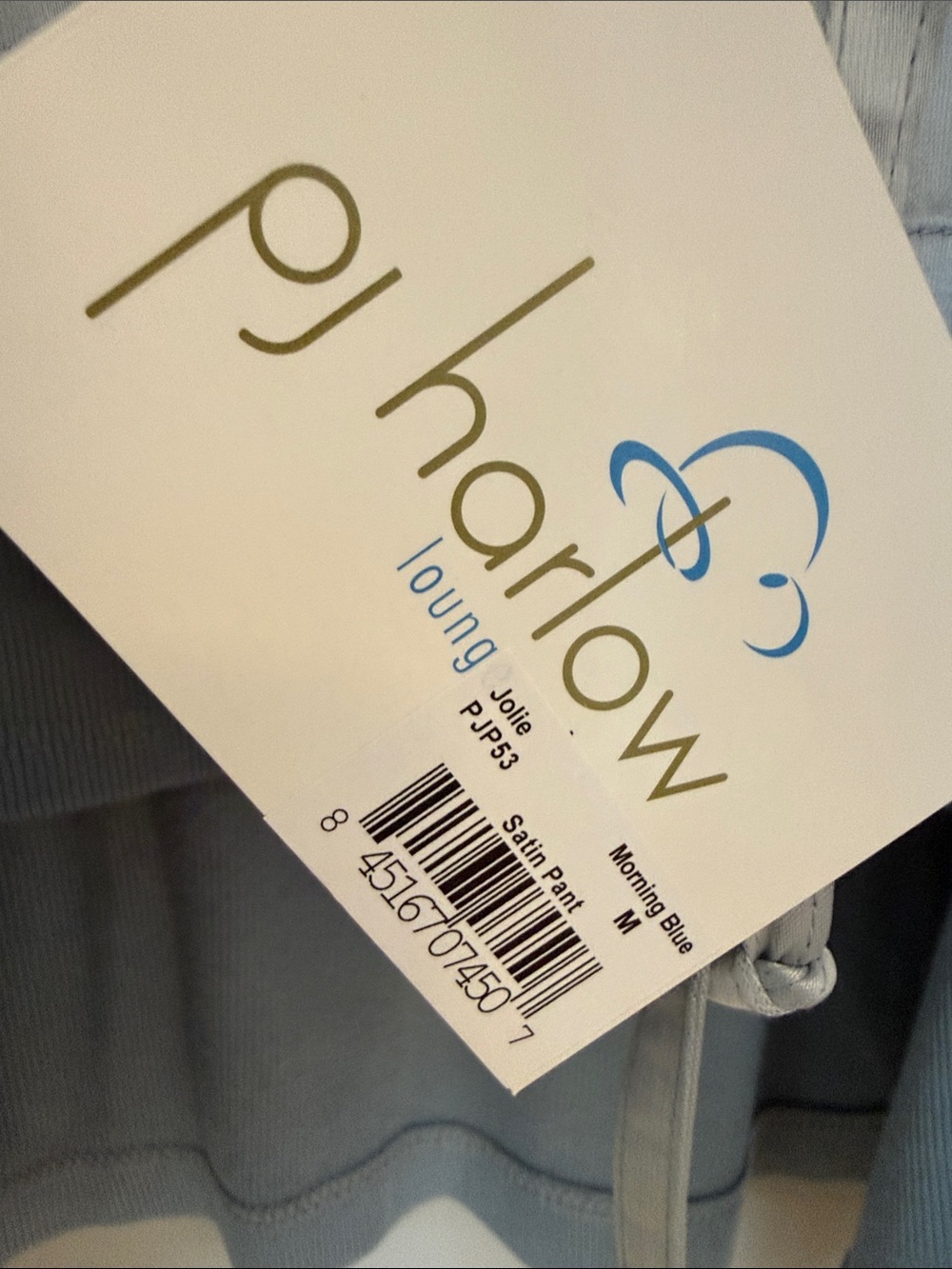 PJ Harlow Blue 3 Piece Satin Lounge Set Cardigan Tank Wide Leg Pants - Picture 10 of 10